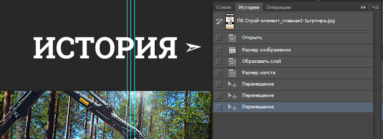 панель "История"